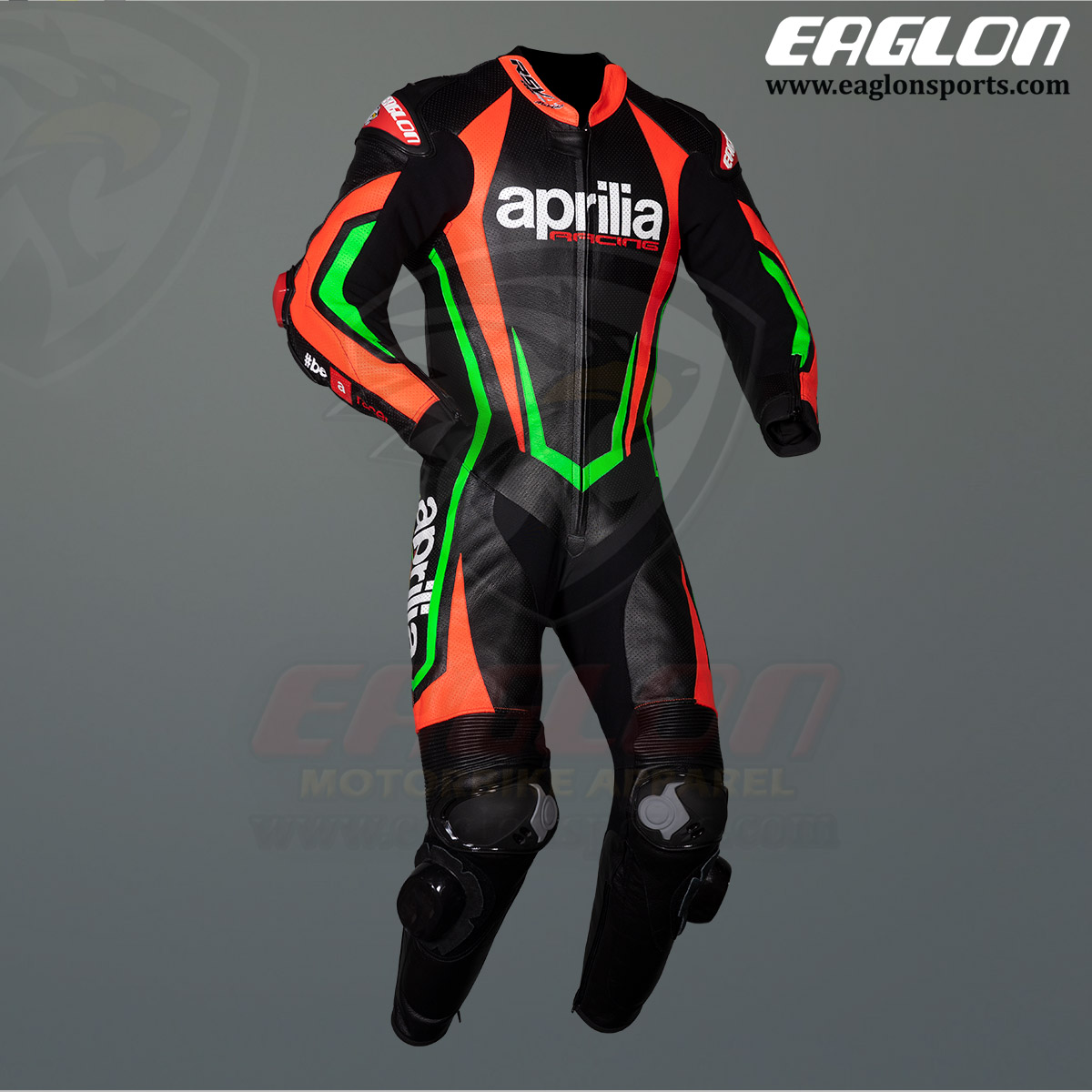 Aprilia Racing Leather Riding Suit Back Black
